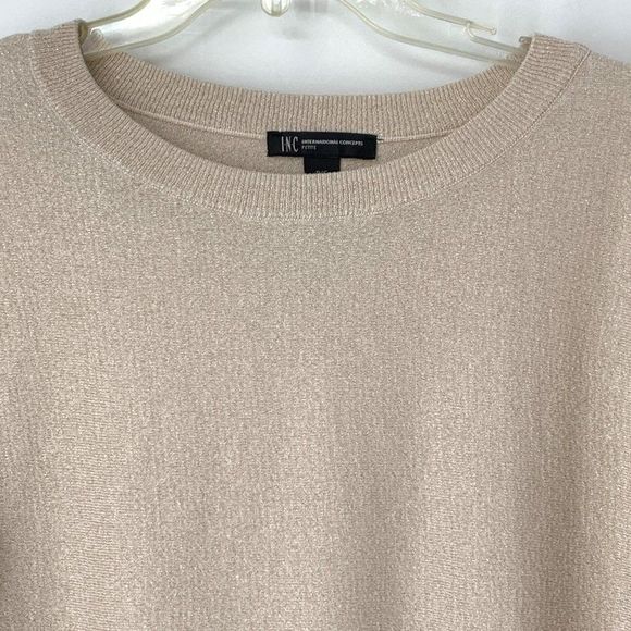 Womens INC Metallic Blush Size S Small Petite Top Sweater Dolman Crew Pullover - Picture 2 of 7